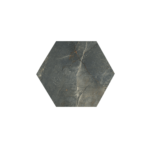 Carrelage hexagonal sol/mur effet marbre gris brillant Arch Gri 18,6 x 21,5cm